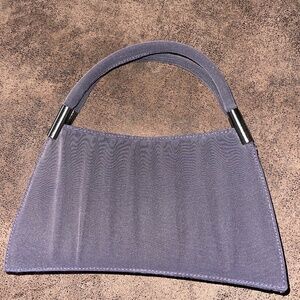 Vintage Giorgio Armani evening bag navy blue with iridescent green liner